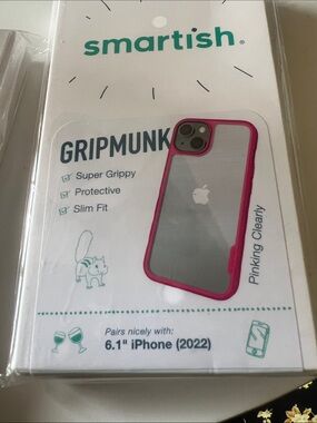 artis Gripmunk Clear Phone Case with Bright Pink Bumper